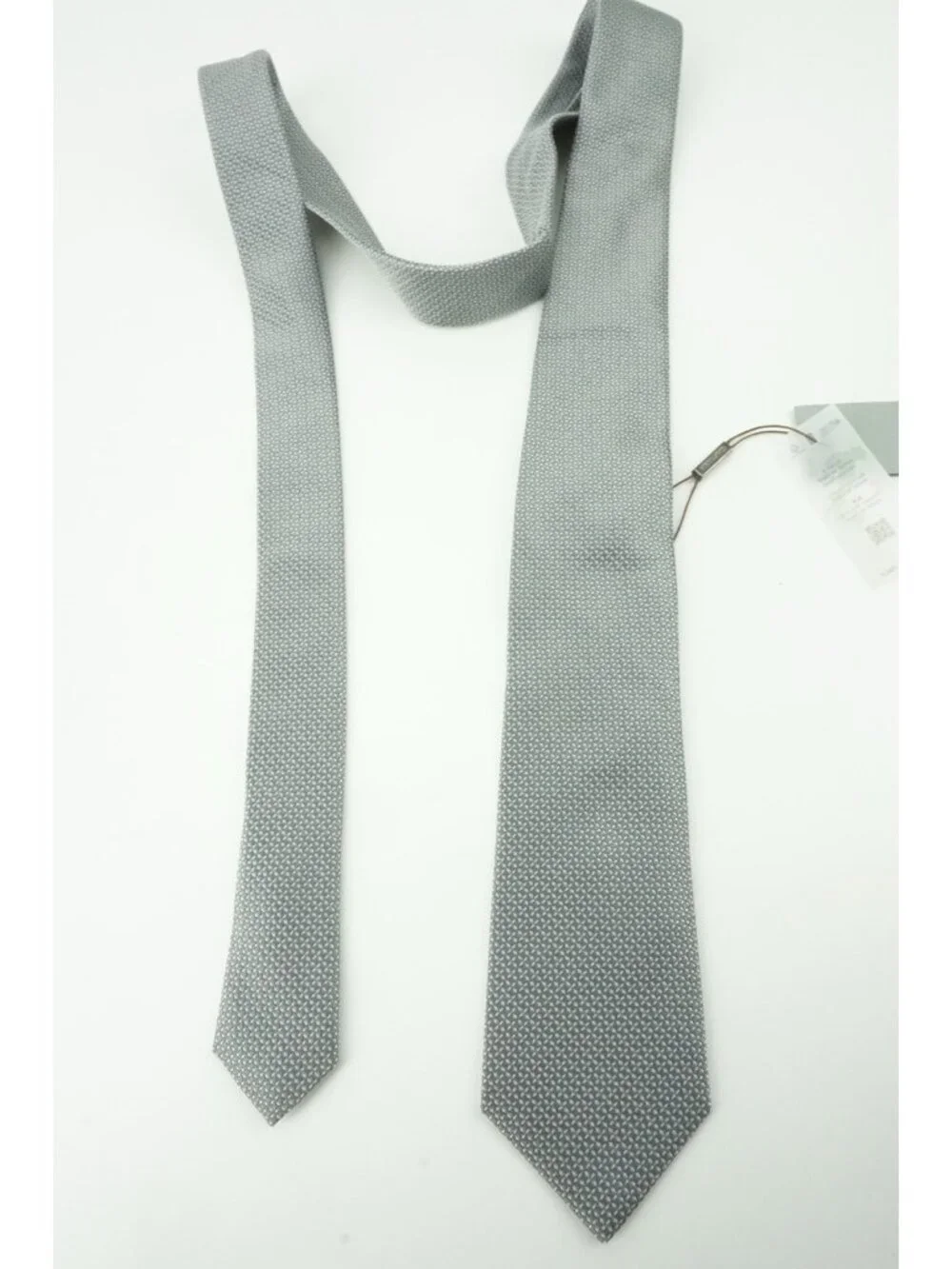 Canali Stainless Steel Ivory Botanical Looking Silk Tie Brand New With Tags